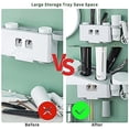 thumbnail image 4 of Soporte para cepillo de dientes, dispensador de pasta de dientes automático montado en la pared, soporte para cepillo de dientes con 2 exprimidores de pasta de dientes y 4 tazas magnéticas con 5 ranur Afortunado Sencillez, 4 of 5