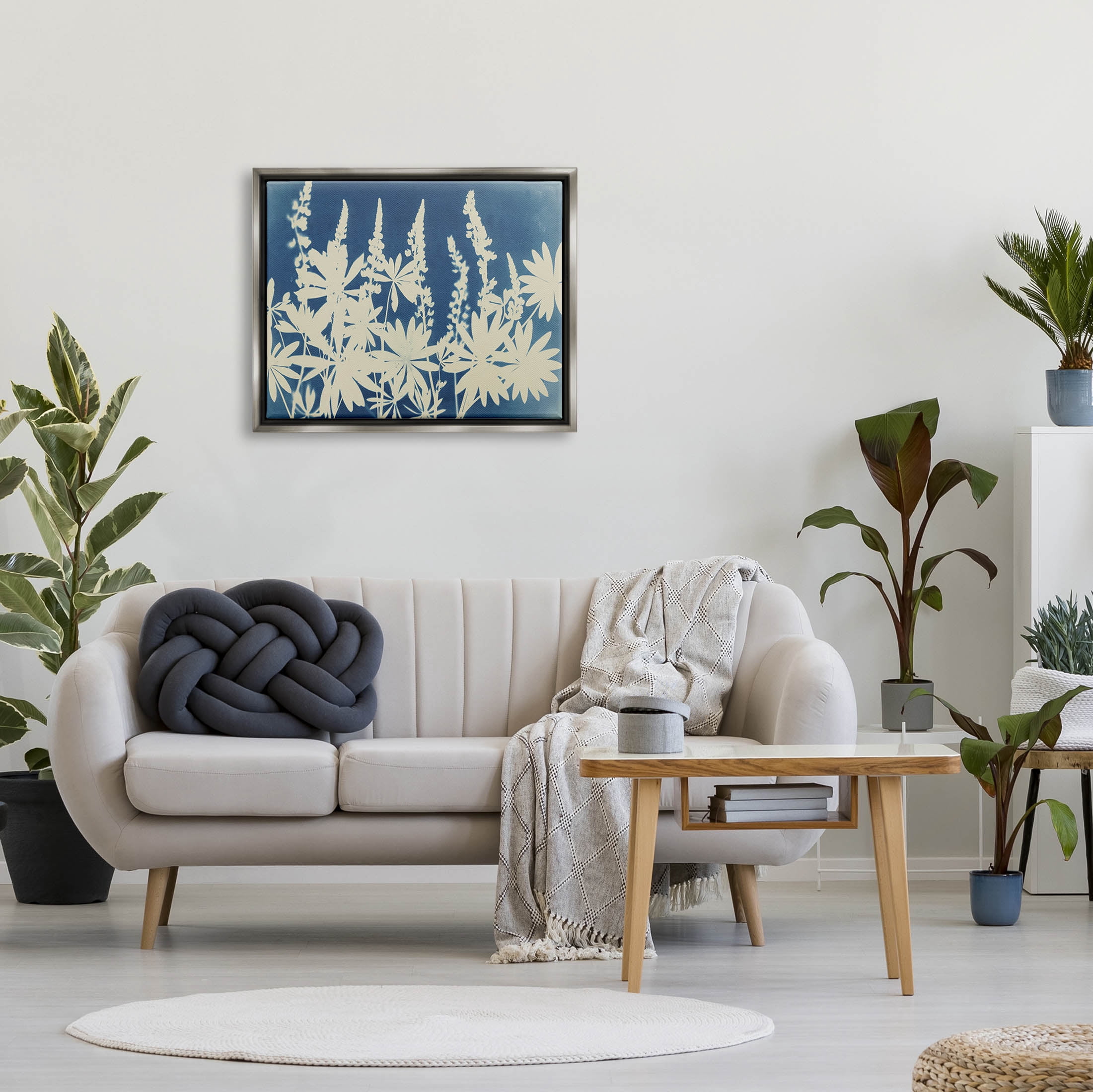 Stupell Industries Wildflower Cutout Shapes Arrangement Graphic Art Luster Gray Floating Framed Canvas Print Wall Art, Design by Liz St. Andre