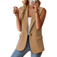thumbnail image 4 of Chaleco blazer Mina Self Khaki sin mangas para mujer, talla 2XL, 4 of 6