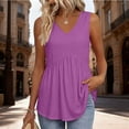 thumbnail image 2 of Tweang Linen Tank Tops for Women Cami Floral Shirts Camisole Party Club Vacation Lounge Shirts Ruffle Trim Lightweight Crewneck Dressy Blouses Peasant Blouse Twist Front Halter Sleeveless Purple M, 2 of 5