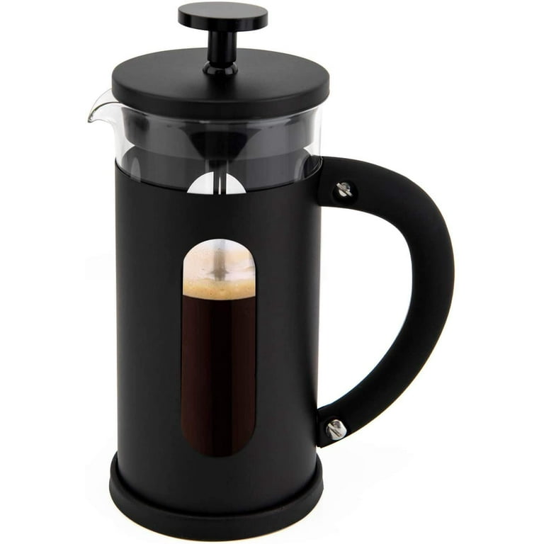 Mini French Press for 12oz Small French Press Coffee Maker with 4 Level  Filtration System Borosilicate Glass Durable Stainless Steel Thickened Heat