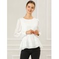 thumbnail image 3 of Allegra K Camisa De Manga Larga A Rayas Blusa Plisada Con Pliegues En Capas Clásico Para Mujeres Blanco XS, 3 of 6