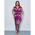 thumbnail image 4 of Purple Floral Print V-Neck Split Thigh Bodycon Party Dress For Spring Summer Holiday, 4 of 6