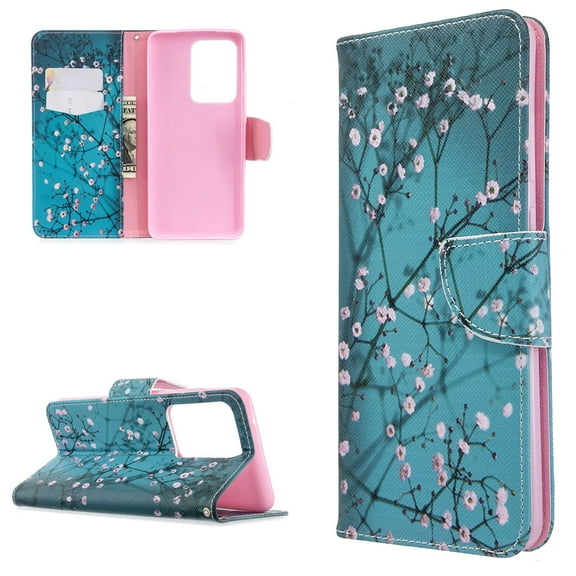 Galaxy S20  Case Wallet, Allytech Colorful Pattern Case PU Leather Slim Kickstand Folio Flip Anti-Scratch Shockproof Full Protection Cards Holder Case Cover for Samsung Galaxy S20 Plus, Blossom