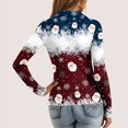 thumbnail image 7 of Women's Fashion Casual Vintage Christmas Printed V-Neck Long Sleeve Button-Down Polo Shirt Top, Holiday Blouse, Collared T-Shirt,Dark Blue,XL, 7 of 7