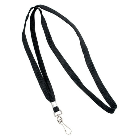 Advantus Deluxe Lanyard with J-Hook, Black, Box of 24