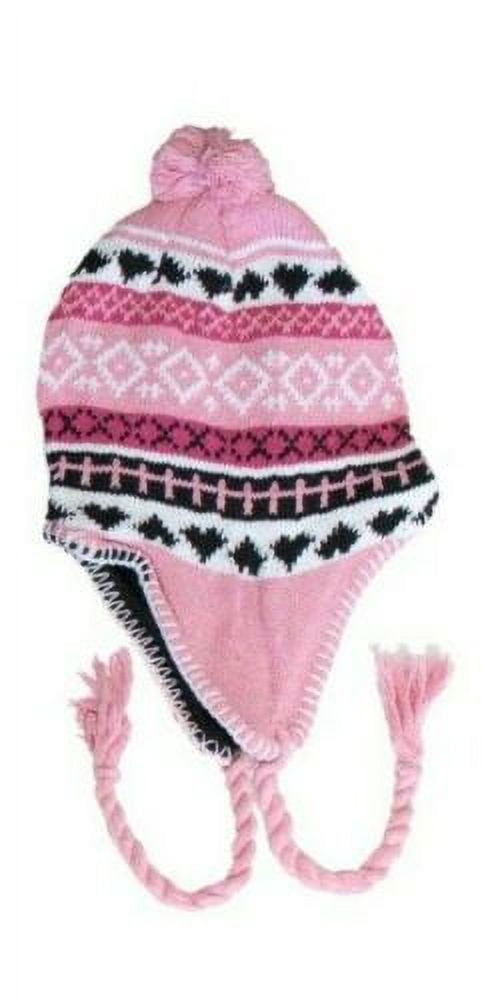 Wholesale Lot of 12 Women's Knit Hat Beanie with Earflap and Pom Pom Warm Flannel Lined Stocking Stuffer