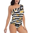 thumbnail image 3 of Easygdp Gold Flamingo Women's One Shoulder Ruffle Monokini Bathing Suits with Removable Chest Pad, Quick Drying - XX-Large, 3 of 8