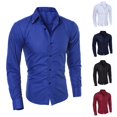thumbnail image 4 of Mens Long Sleeve Button Down Dress Shirt Business Formal Party Slim Shirts Tops, 4 of 8