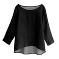 thumbnail image 5 of Holzkary 3/4 Sleeve Tops for Women Women's Round Neck Printed 3/4 Sleeves Blouse Tops Women's Blouse T Shirt Summer T Shirts Business Work Tee Top Black Xl, 5 of 7