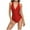 Red, variant on WREESH Women's Crisscross Push Up One Piece Swimsuit Tummy Control Ruched V-Neck Slim Bathing Suit Beach Swimwear Olive Green