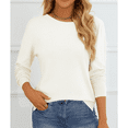 thumbnail image 5 of SOMER Women's Sweater Long Sleeve Pullover Crewneck Sweater Soft Lightweight Knit Tops 2025 White, 5 of 6
