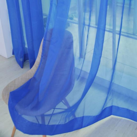 Sheer Voile Window Curtain Panel - Solid Color for Kitchen Bedroom Bathroom, Rod Pocket Semi-Private Drapes