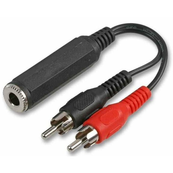 PRO SIGNAL 6.35mm (1/4") Stereo Jack Socket to 2x Phono (RCA) Plugs, 500m Black