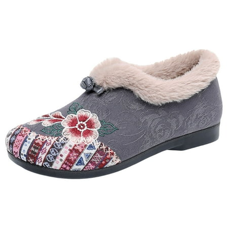 Yindaity Women S Winter Boots Clearance Winter Cotton Shoes Snow Waterproof High-Top Non-Slip Women S Boots(Grey 6.5)