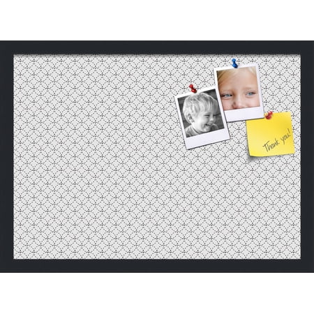 PinPix 21x15 Custom Cork Bulletin Board B W Circles Poster Board Has a Fabric Style Canvas Finish Framed in B W Circles by ArtToFrames (PinPix-117)