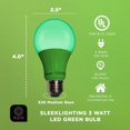 thumbnail image 4 of Sleeklighting Green LED Light Bulb, A19 E26 Base Lightbulb 3-Watt Energy Saving UL-Listed, 4 of 7