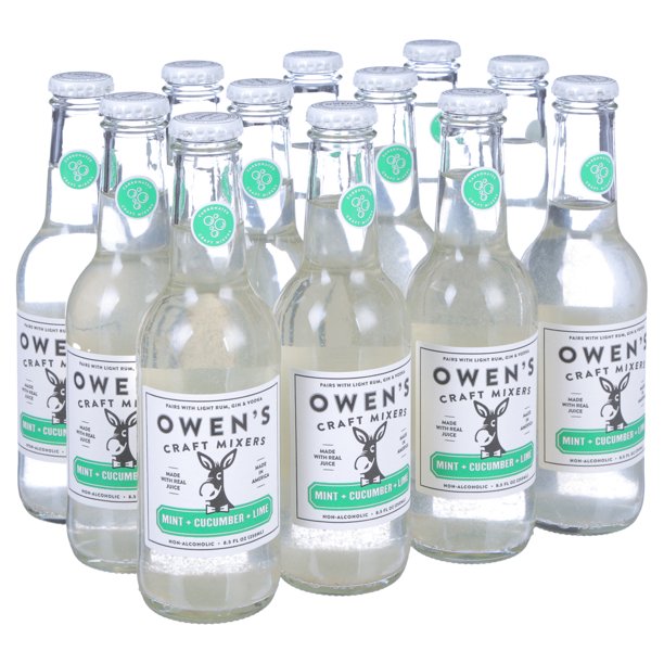 (12 Bottles) Owen's Mint + Cucumber + Lime Cocktail Mixer, 8.5 fl oz