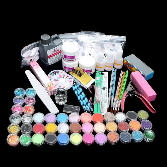 Yeacher Acrylic Manicure Set Acrylic Powder Glitter for Nail Art Kit Crystal Rhinestone Brush Decoration Tools Kit Manicure
