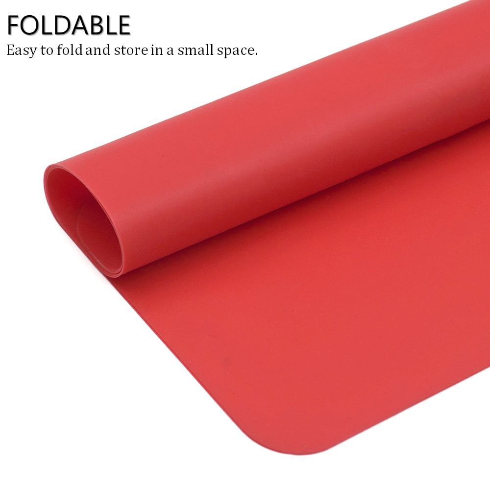 Aspire Extra-Large Thicken Non-slip Waterproof Silicone Placemats Flexible Table Mat 1 Piece-Red