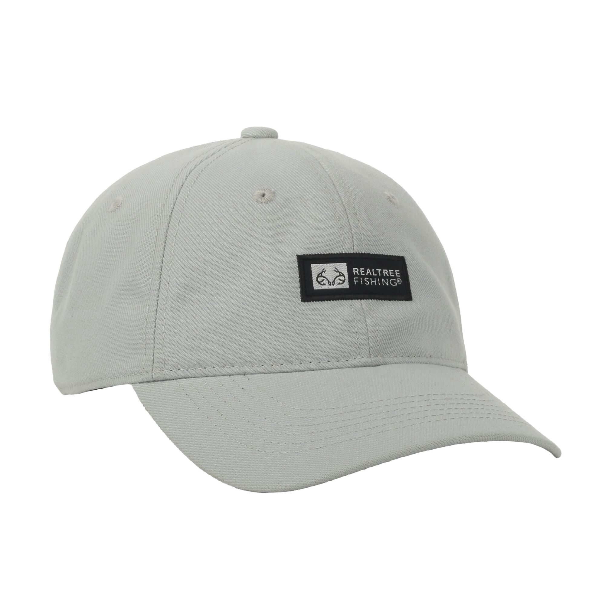 Realtree® Fishing Grey 6-Panel Cap – Unstructured Mesh Back Snapback, One Size