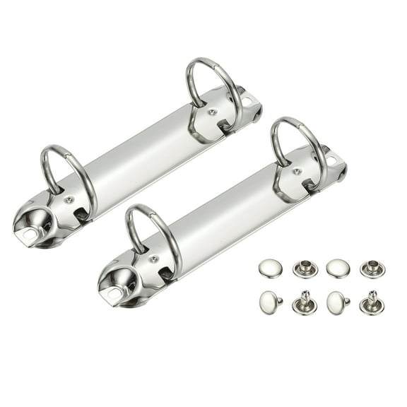 Uxcell B7 2 Hole Ring Binder Mechanisms, 2 Set 1" O Ring Replacement Binder Planner Loose Leaf Binding Spines for Organizers DIY Fill Paper Storage Folder Accessories, 30mm Silver Tone