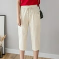 thumbnail image 4 of Women's Cotton And Linen Straight Tube Slimming And Loose Fitting Casual Capris, 4 of 4