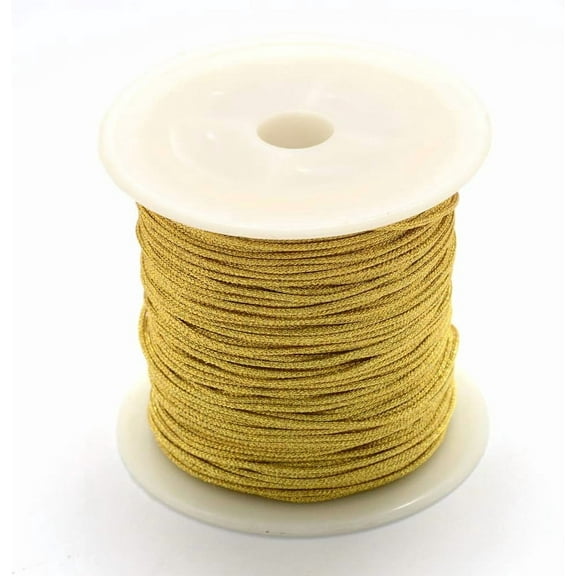 142Yards 0.6mm Gold Metallic Ornament String Gold Cord Jewelry Thread Colored String for Christmas Tree Ornament Hanging Crafts Making Cord Gift Decoration
