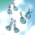 thumbnail image 6 of Bling Jewelry Womens 7CT Blue Teardrop Hoop Earrings CZ Imitation Aquamarine Silver Plated, 6 of 7