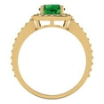 thumbnail image 4 of 1.335 ctw with Simulated Diamond Halo Accents Anniversary Ring for Women | Round Cut Simulated Emerald | Hyperallergenic Solid 18K Yellow Gold, 4 of 5