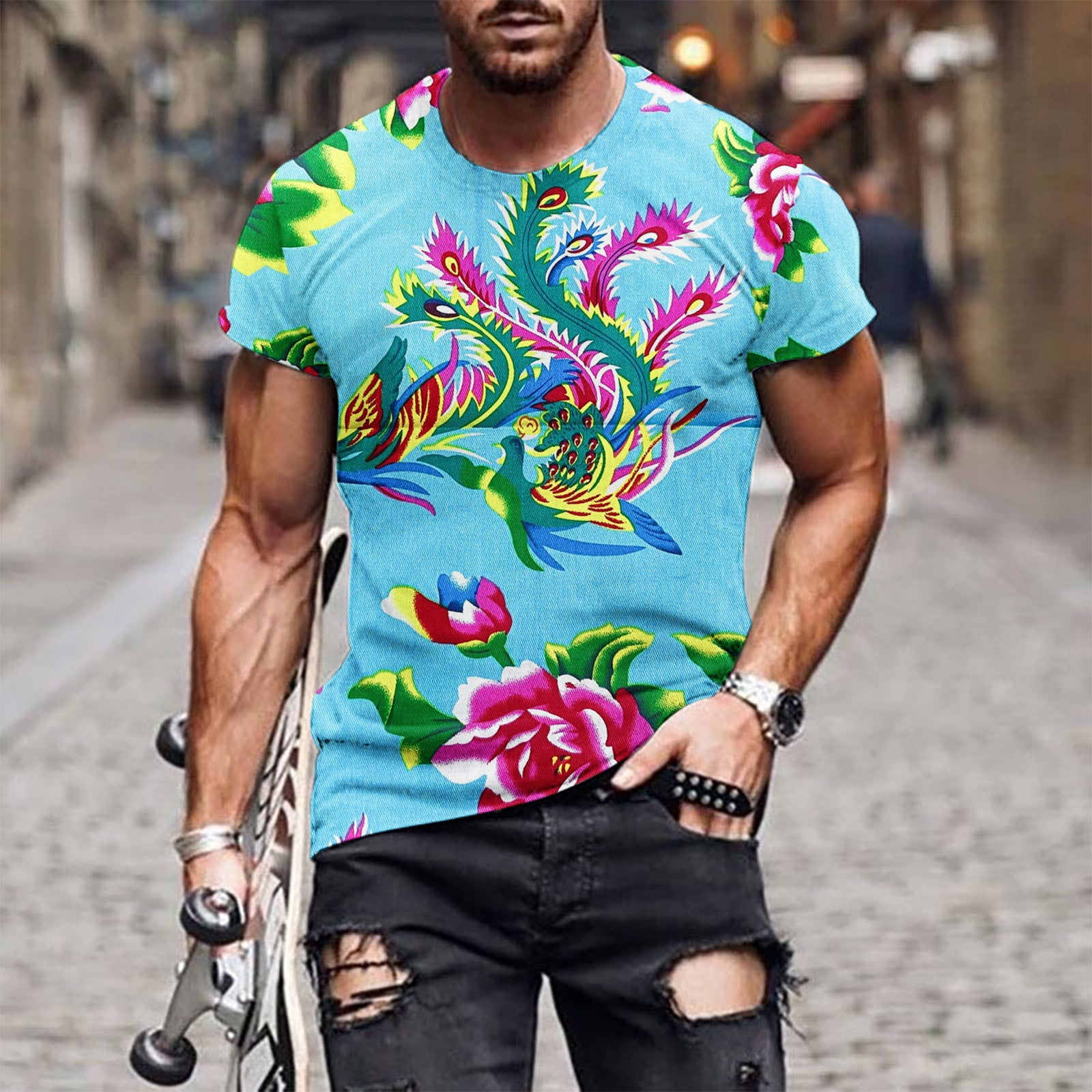 Blue flower shirt hotsell