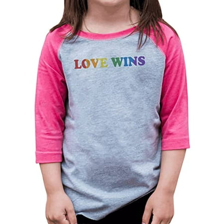 

7 ate 9 Apparel Kids Pride Shirts - Love Wins Rainbow Pink Shirt 2T
