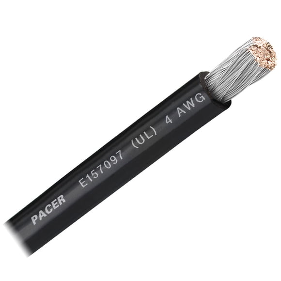 Cable de batería Pacer negro 4 AWG [WUL4BK-FT] vendido por pie