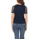thumbnail image 3 of INSPIRAR CHIC Blusa de Mujer con Cuello Peter Pan de Malla con Mangas Cortas Abullonadas de Lunares Vintage XXL Azul Marino, 3 of 6