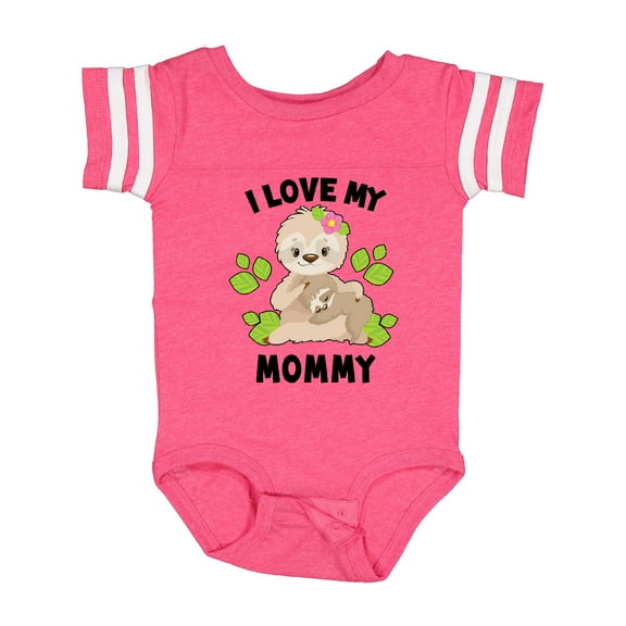 Inktastic Cute Sloth I Love My Mommy with Green Leaves Boys or Girls Baby Bodysuit