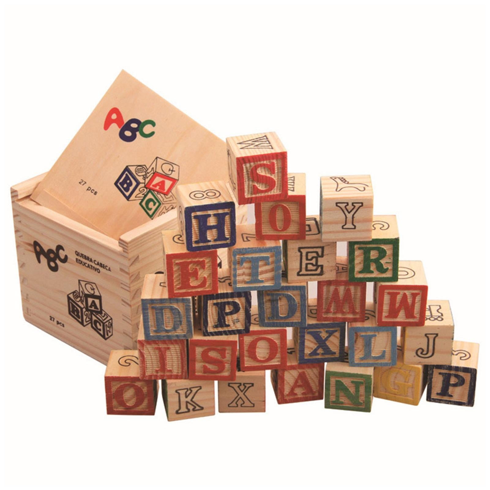27Pcs Wooden ABC Alphabet Blocks Stacking Building Blocks Educational Baby Toys 
