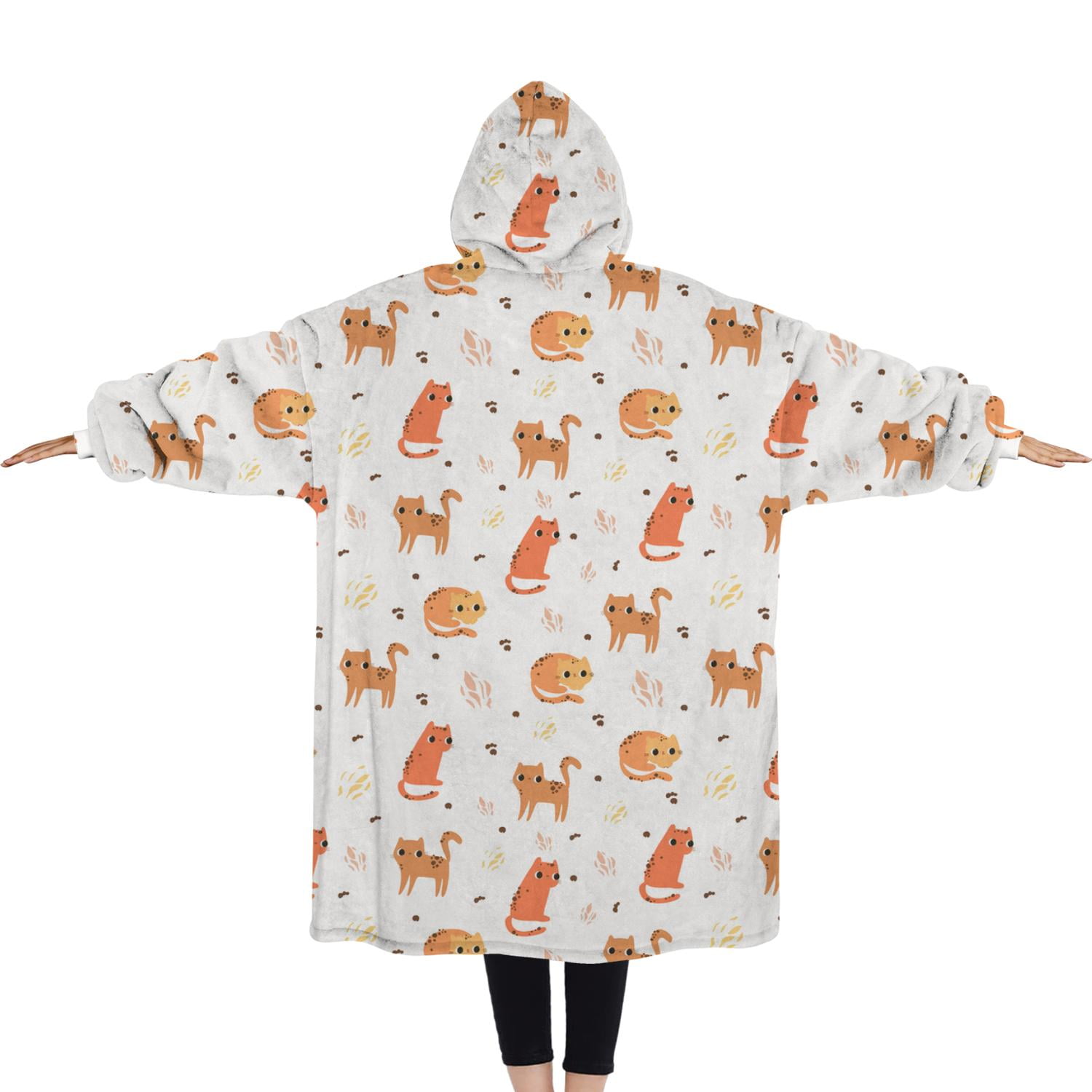 Wearable Adult Blanket Hoodie - Flannel Blanket Hoodie with Pockets -Sherpa Giant Hoodie Blankets for Women Men