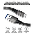 thumbnail image 2 of Cable USB A a USB C Aoybevty de 1 m + 2 m, 10 Gbps, datos, 60 W, 3 A, 2 of 8