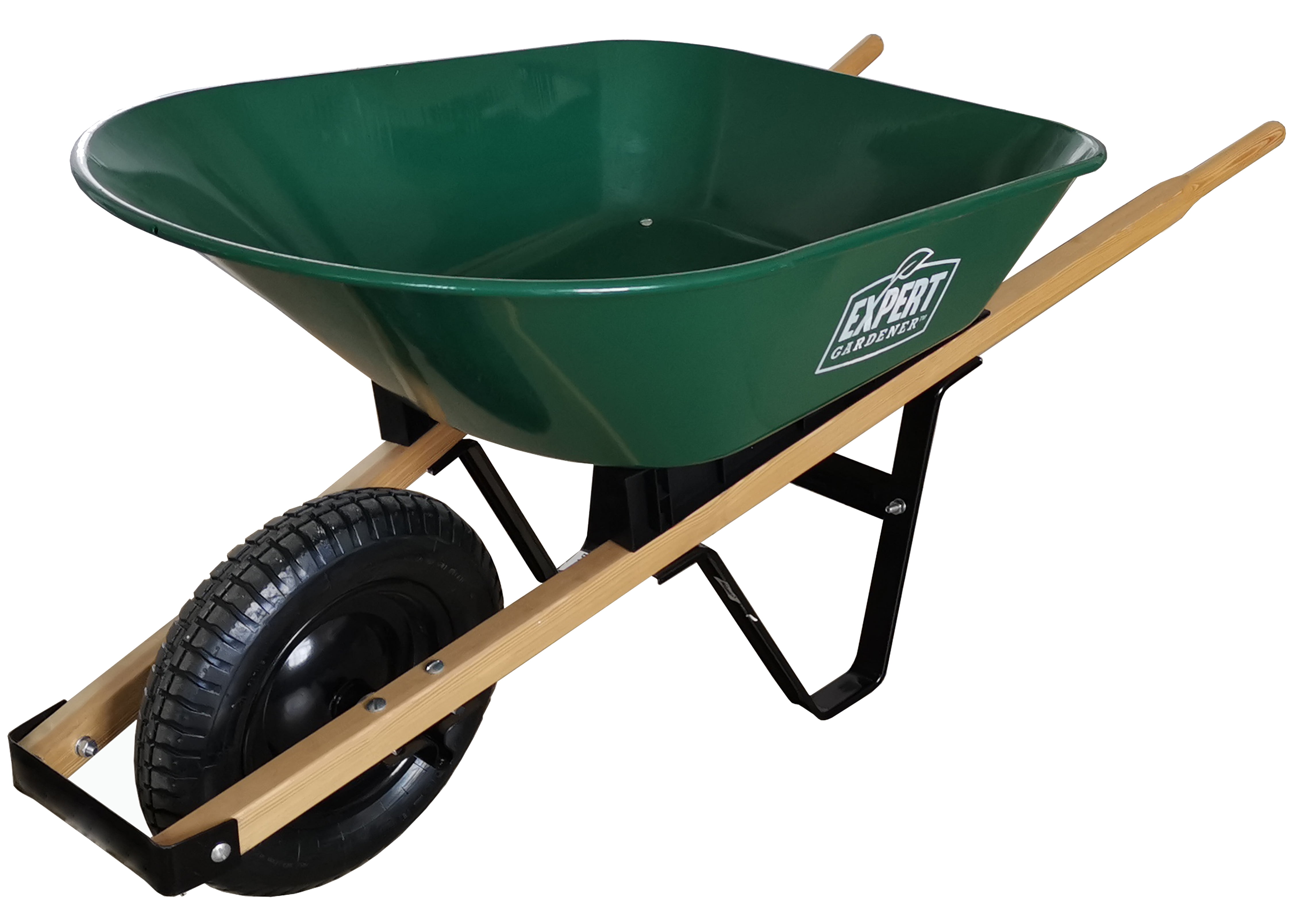 Expert Gardener Wheelbarrow 4.5 Cuft Durable Steel Tray Wood Handles