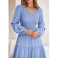 thumbnail image 4 of PRETTYGARDEN Women's Midi Dresses Spring Long Sleeve V Neck Tiered Smocked A Line Long Flowy Dress, 4 of 6