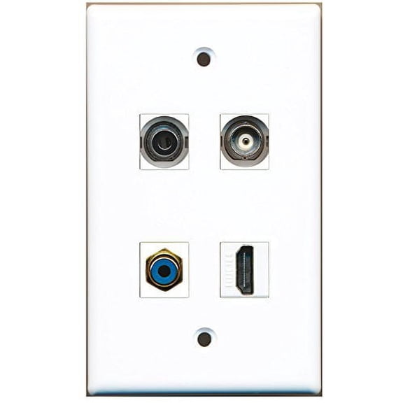 RiteAV - 1 Port HDMI 1 Port RCA Blue 1 Port 3.5mm 1 Port BNC Wall Plate
