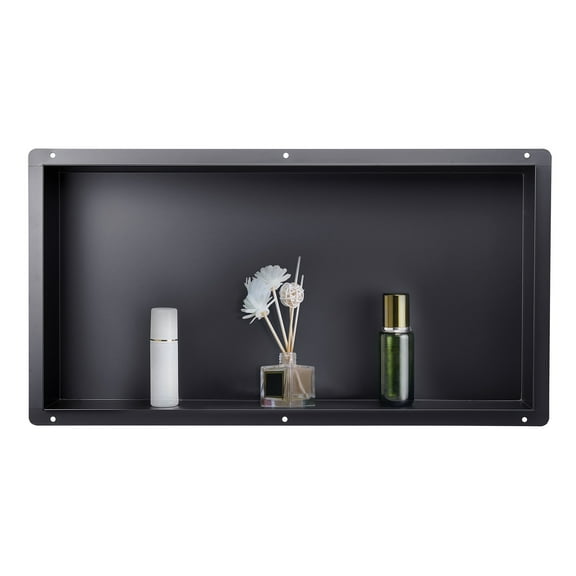 VEVOR Shower Niche, 13 x 25 x 4 inch Frameless Recessed Wall Niche, Heavy-duty Stainless Steel Modern Shampoo Storage Organizer, Sealed Waterproof, Durable & Easy to Install, Black for Bathroom