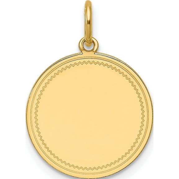 14K Yellow Gold Plain .011 Gauge Engravable Round Disc Charm (Width 15.5) (Length 21.2) - Jbsp