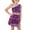 Purple, variant on LRen Girls Sequin Dance Outfit Two Piece Stretchy Performance Comfort Fit Top And Skirt Set For Party Shows