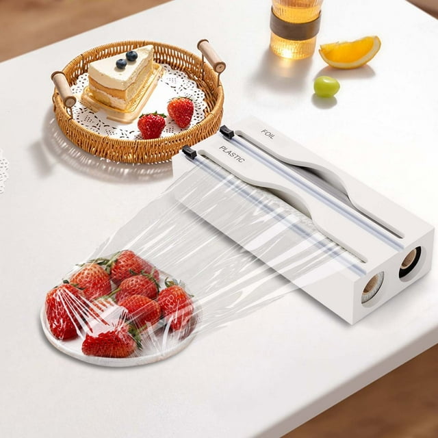 KER Food Wrap Cutter And Storage For Kitchen Reusable Cling Film Dispenser With For Easy Cutting