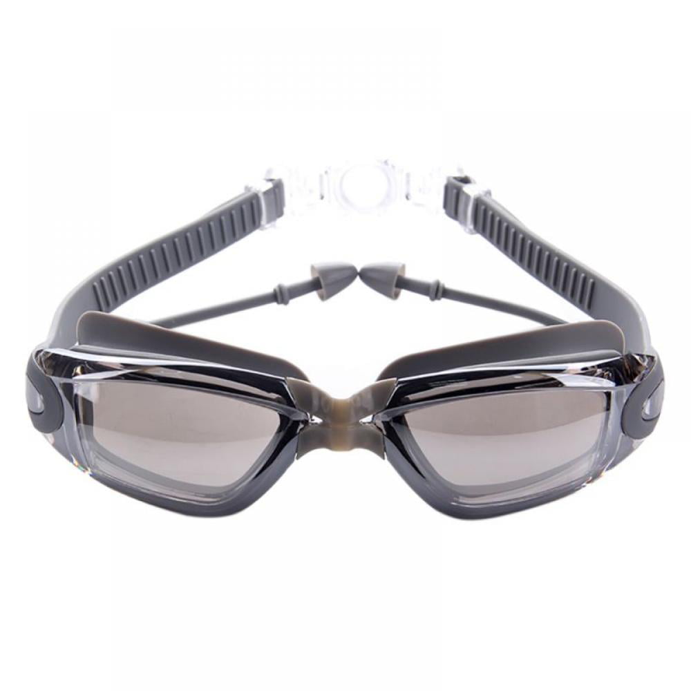 Ear Plugs Teens/Kids Swim Googles Anti-Fog UV Protection Mirrored Wide Vision Adult Swim Goggles Swimming Glasses Swimming Cap for Men/Women KUDAWAVE 3 in 1 Swimming Goggles 