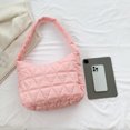 thumbnail image 3 of Bolso de hombro acolchado para mujer Bolso acolchado de algodón informal Color sólido para el trabajo (rosa), 3 of 6