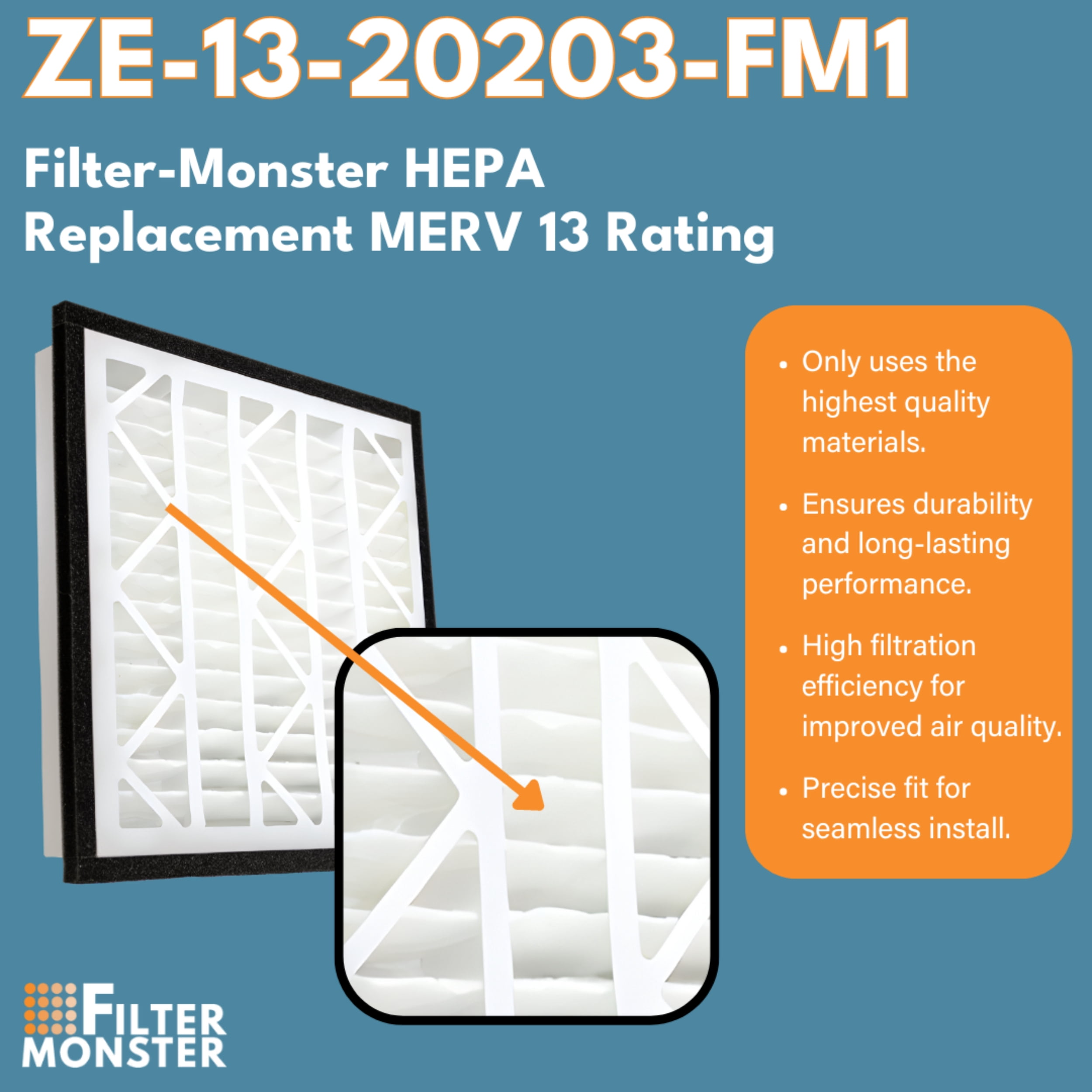Filter-Monster - Replacement MERV 13 Bundle - Compatible with Zephyr VGF Series 20x20x3 Whole Home Return Air Grille Filter, 2 Pack Replacement Bundle