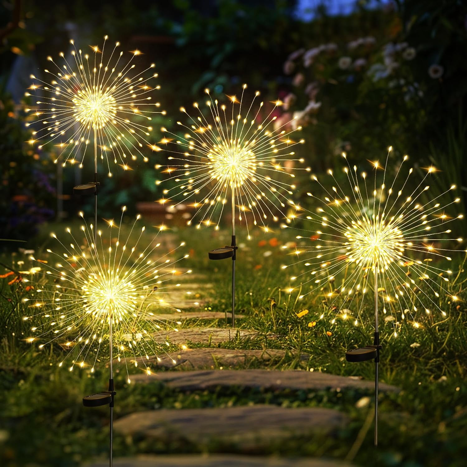 60-480LED Garden Decor Outdoor Lights, Solar Garden Lights for Christmas Outside Fairy Firework Decorative,Solar Powered for Yard Pathway Flowerbed Planter Balcony Patio Decor (Multicolar