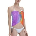 thumbnail image 3 of Women'S Beach Cover Up Short Sarong Dress Abstract Striped Rainbow Wrap Chiffon Shawl, 3 of 7
